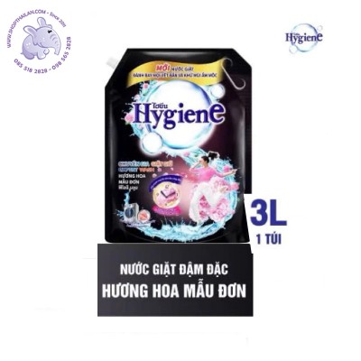 Nước giặt đậm đặc Hygiene túi 3L  Hoa mẫu Đơn (chữ Việt)